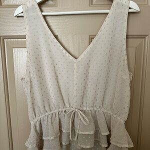 Alya Cream Textured Sleeveless Blouse